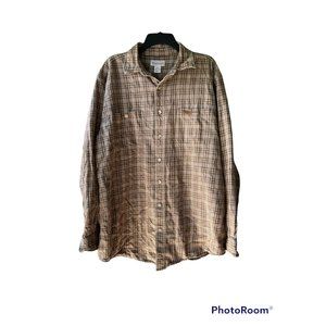 Carhartt Brown Plaid Button Down Sz LT
